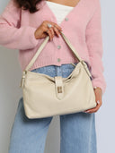 Torebka na Ramię Skóra Naturalna Jasny Beż MILORA