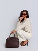 Torebka Shopper Skóra Naturalna Duża Burgund EMMA