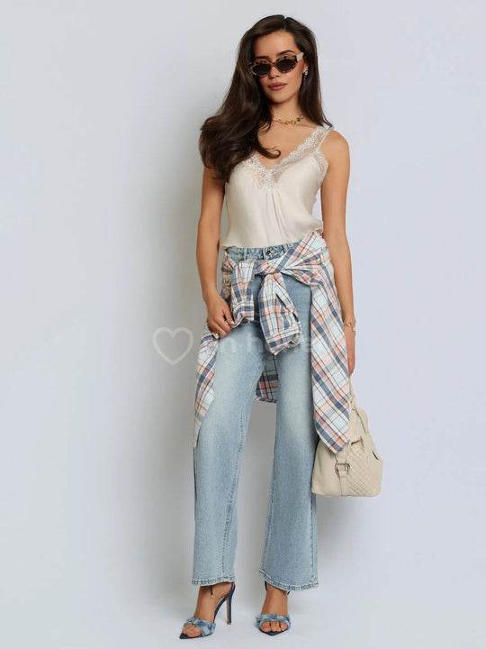 Spodnie Jeansowe Jasny Niebieski FLOWER DENIM ohhoney