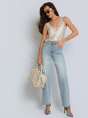 Spodnie Jeansowe Jasny Niebieski FLOWER DENIM