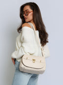 Torebka na Ramię Skóra Naturalna Jasny Beż SOFI