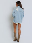 Kurtka Jeansowa z Naszywkami Niebieska DENIM LOVE