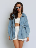 Kurtka Jeansowa z Kapturem Niebieska ASTRA