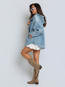 Kurtka Jeansowa z Kapturem Niebieska ASTRA