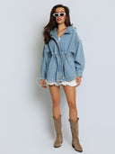 Kurtka Jeansowa z Kapturem Niebieska ASTRA