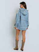 Kurtka Jeansowa z Kapturem Niebieska ASTRA