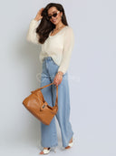 Torebka na Ramię Skóra Naturalna Karmelowa MILORA