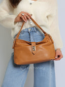 Torebka na Ramię Skóra Naturalna Karmelowa MILORA