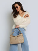 Torebka na Ramię Skóra Naturalna Beżowa MILORA