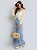 Torebka na Ramię Skóra Naturalna Beżowa SOFI