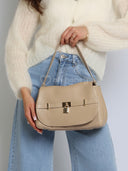 Torebka na Ramię Skóra Naturalna Beżowa SOFI