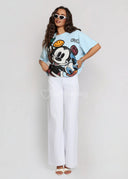 T-shirt Bawełniany Błękitny DISNEY SMILE ICON