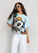 T-shirt Bawełniany Błękitny DISNEY SMILE ICON