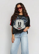 T-shirt Bawełniany Czarny DISNEY MICKEY DENIM