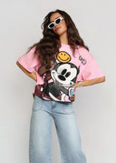 T-shirt Bawełniany Różowy DISNEY SMILE ICON
