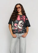 T-shirt Bawełniany Czarny DISNEY MINNIE GLAM