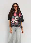 T-shirt Bawełniany Czarny DISNEY MINNIE GLAM