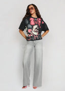 T-shirt Bawełniany Czarny DISNEY MINNIE GLAM