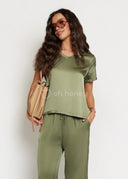 Bluzka z Jedwabiem Khaki GRACE