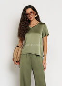 Bluzka z Jedwabiem Khaki GRACE