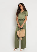 Spodnie z Jedwabiem Khaki GRACE