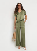 Spodnie z Jedwabiem Khaki GRACE