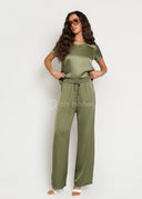 Spodnie z Jedwabiem Khaki GRACE