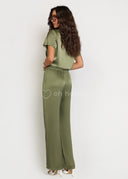 Spodnie z Jedwabiem Khaki GRACE