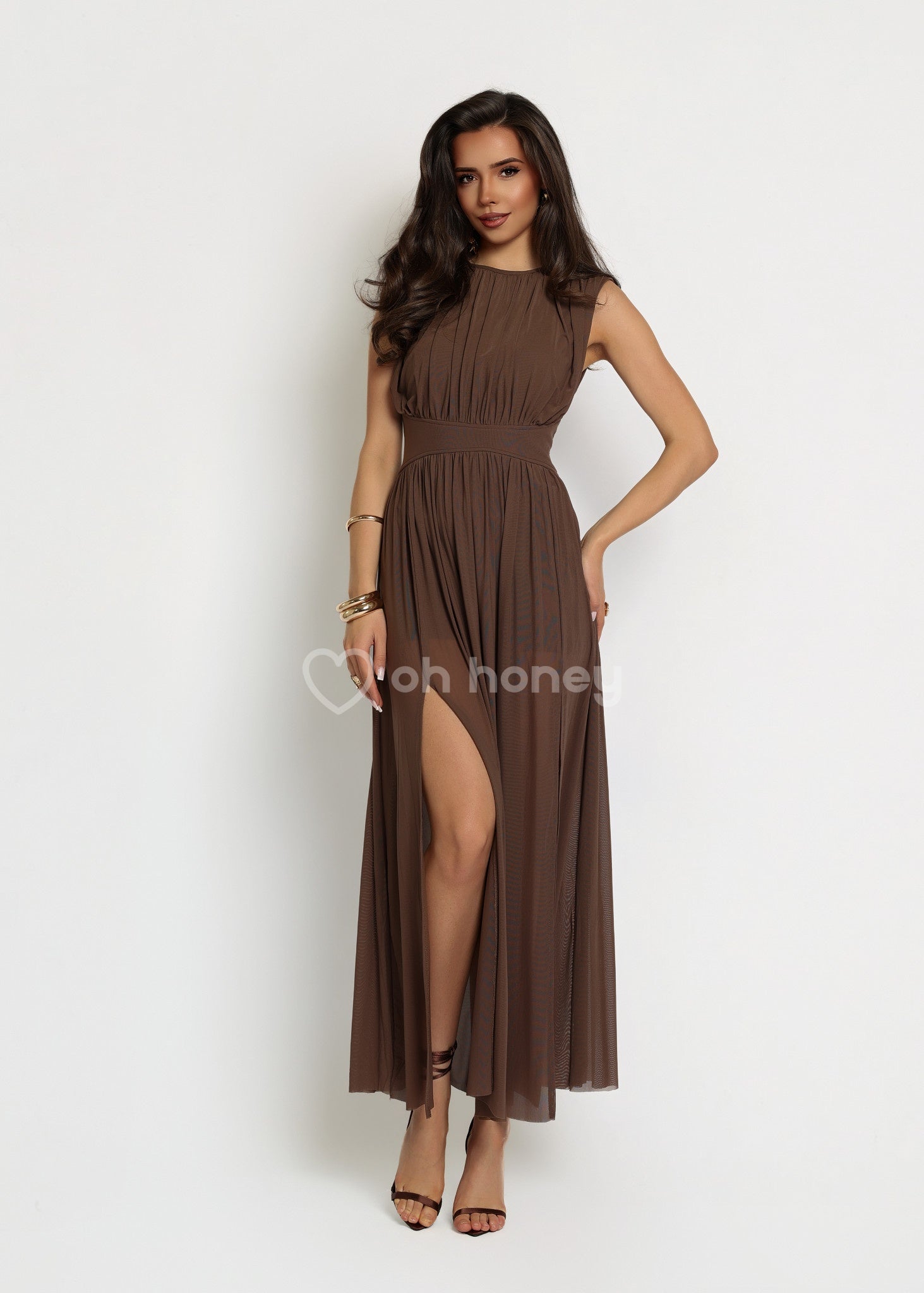 Chocolate elegant maxi dress ZAFIRA