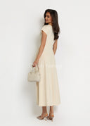Sukienka z Ozdobną Klamrą Maxi Kremowa VIVEN