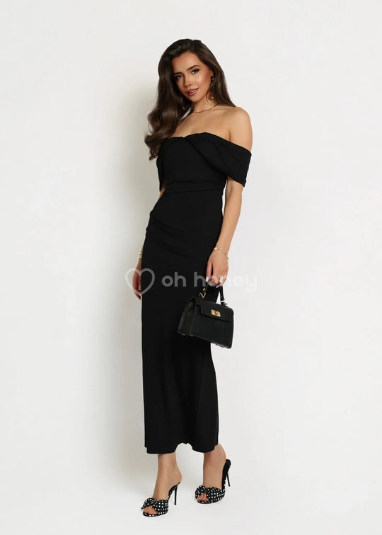 Sukienka Maxi Elegancka z Wiskozą Czarna JANE ohhoney