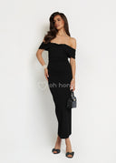 Sukienka Maxi Elegancka z Wiskozą Czarna JANE