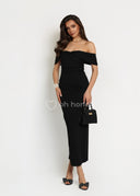 Sukienka Maxi Elegancka z Wiskozą Czarna JANE