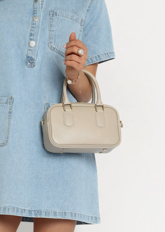 MARCELLA – Torebka kuferek ze skóry naturalnej · taupe