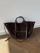 Torebka Skóra Naturalna Duża Zamszowa Czekoladowa MILENA