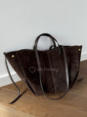 Torebka Skóra Naturalna Duża Zamszowa Czekoladowa MILENA