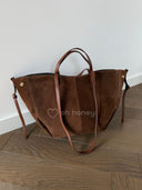 Torebka Skóra Naturalna Duża Zamszowa Brązowa MILENA