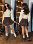 Spódnico-Spodenki Plisowane Czekoladowe MISSY