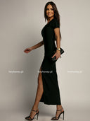 Sukienka Maxi z Rozcięciem Czarna ELEGANT ESSENCE