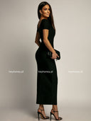 Sukienka Maxi z Rozcięciem Czarna ELEGANT ESSENCE