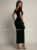 Sukienka Maxi z Rozcięciem Czarna ELEGANT ESSENCE