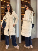 Kurtka Pikowana z Naturalnym Wypełnieniem Ecru BLER
