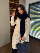 Szal z Wełną Handmade Granatowy MUSES