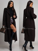 Płaszcz z Wełną Czekoladowy PREMIUM