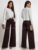 Spodnie Jeansowe Wide Leg Czekoladowe REDES