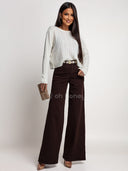 Spodnie Jeansowe Wide Leg Czekoladowe REDES