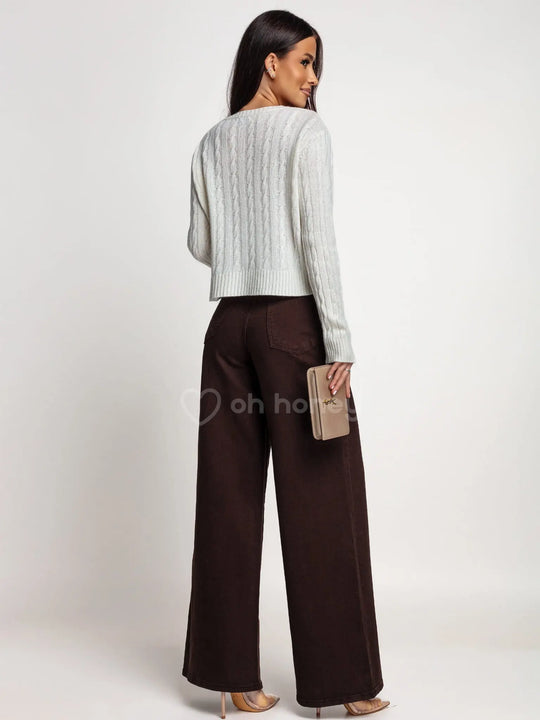 Spodnie Jeansowe Wide Leg Czekoladowe REDES ohhoney
