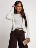 Sweter z Wełną i Kaszmirem Ecru PORTER