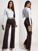 Spodnie Jeansowe Wide Leg Czekoladowe MIDERA