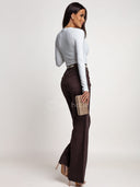 Spodnie Jeansowe Wide Leg Czekoladowe MIDERA